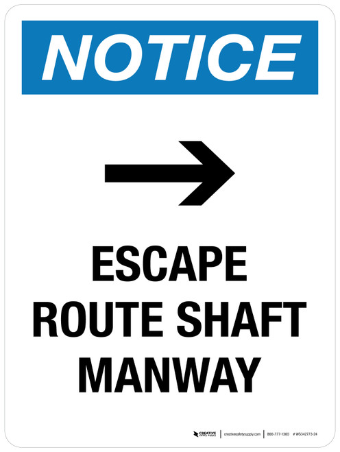Notice: Exhaust Flow Direction (with Left Arrow) Portrait - Wall Sign
