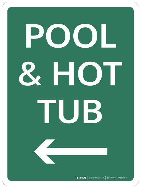 Pool & Hot Tub (with Right Arrow) Portrait - Wall Sign