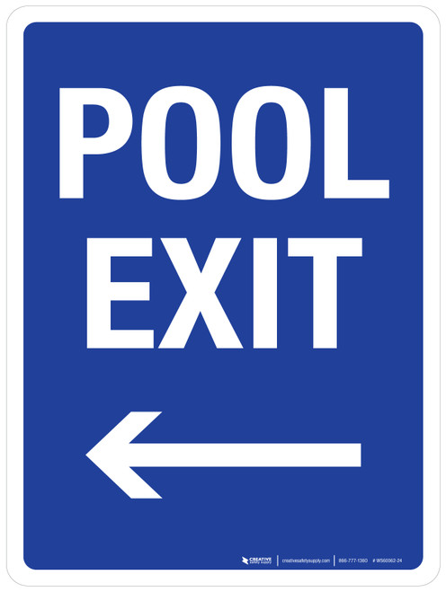 Pool Exit (with Left Arrow) Portrait - Wall Sign
