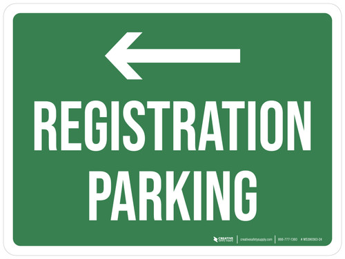 Registration Parking (with Left Arrow) Landscape - Wall Sign