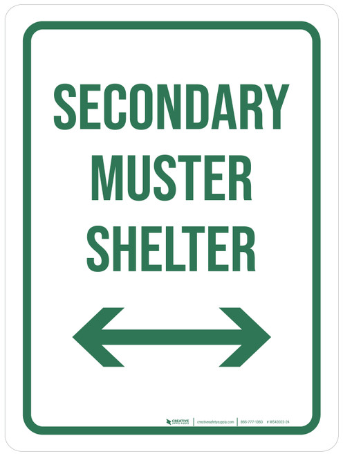 Secondary Muster Shelter with Arrows Portrait - Wall Sign