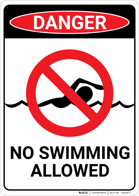 Danger: No Swimming Allowed - Wall Sign