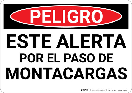 Danger: Spanish Look Out For Forklifts - Wall Sign