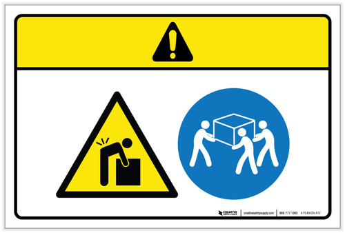 Caution: Lift Hazard Three People Lift (Wordless ISO/ANSI) - Label