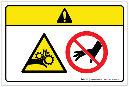 Caution: Moving Parts Crush Hazard (Wordless ISO/ANSI) - Label