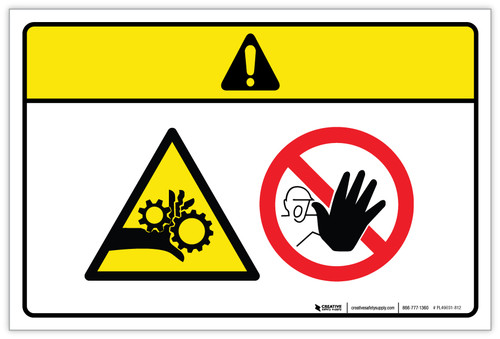 Caution: Moving Parts Crush Hazard Stay Clear (Wordless ISO/ANSI) - Label