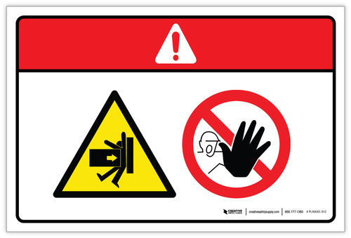 Danger: Body Crush Hazard Keep Clear (Wordless ISO/ANSI) - Label