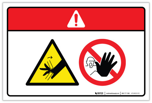 Danger: Crush Hazard Pinch Point Stay Clear (Wordless ISO/ANSI) - Label
