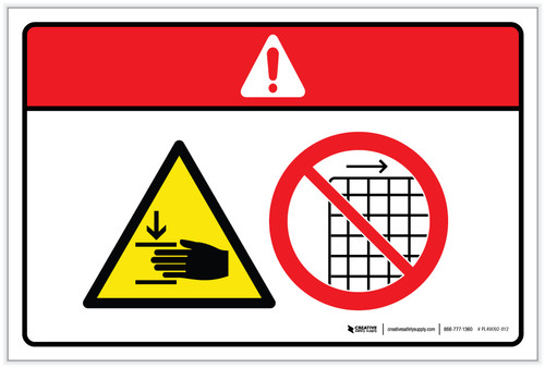 Danger: Hand Crush (Wordless ISO/ANSI) - Label