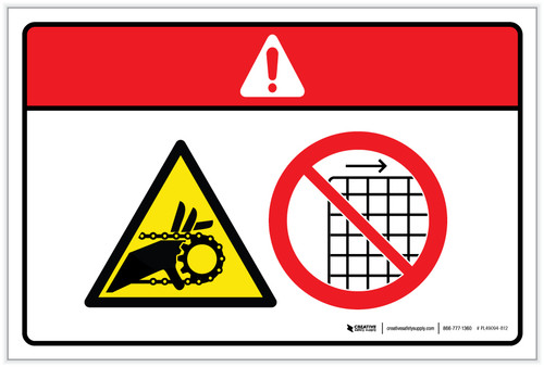 Danger: Hand Entanglement Hazard Chain Drive (Wordless ISO/ANSI) - Label