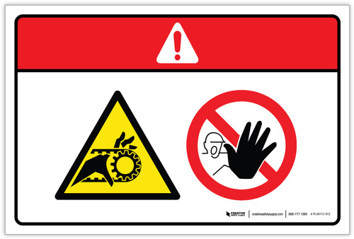 Danger: Notched Belt Drive Hand Entanglement Hazard Stay Clear (Wordless ISO/ANSI) - Label