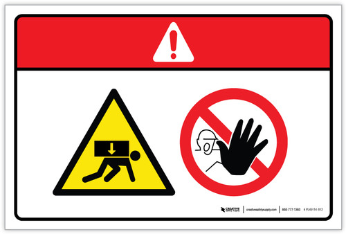 Danger: Overhead Crush Hazard Stay Clear (Wordless ISO/ANSI) - Label