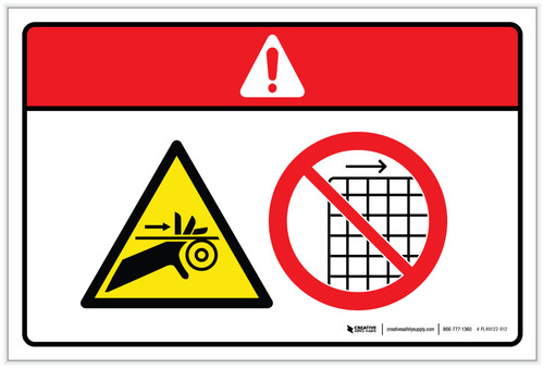 Danger: Pinch Point Hand Entanglement Hazard (Wordless ISO/ANSI) - Label