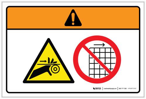 Warning: Entanglement Do Not Touch Read (Wordless ISO/ANSI) - Label