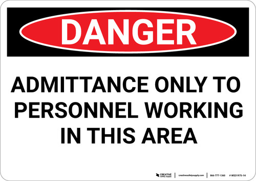Danger: Working Personnel - Wall Sign