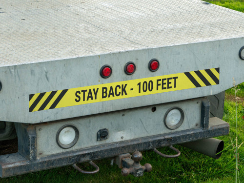 Stay Back - 100 Feet - Vehicle Safety Bumper Decal