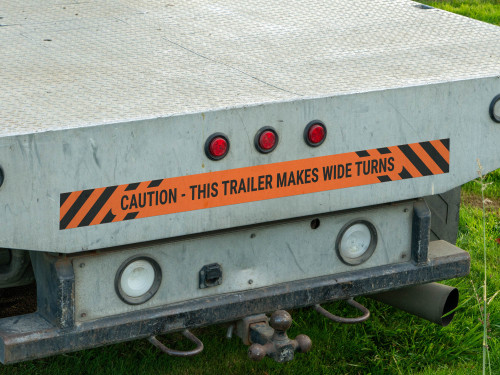 Caution - This Trailer Makes Wide Turns - Vehicle Safety Bumper Decal