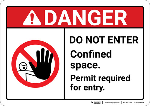 Danger: Do Not Enter Confined Space ANSI - Wall Sign