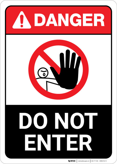 Danger: Do Not Enter Portrait with Icon ANSI - Wall Sign