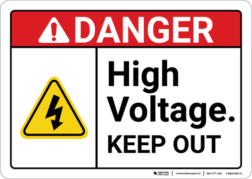 Danger: High Voltage Keep Out with Graphic ANSI - Wall Sign