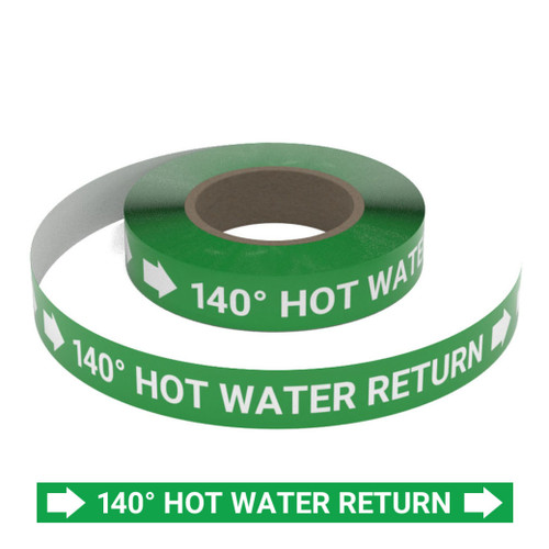 140 Degrees Hot Water Return - Pipe Marking Roll