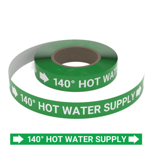 140 Degrees Hot Water Supply - Pipe Marking Roll