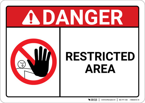 Danger: Restricted Area With Icon ANSI - Wall Sign