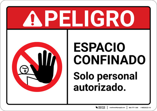 Danger: Confined Space Spanish ANSI - Wall Sign