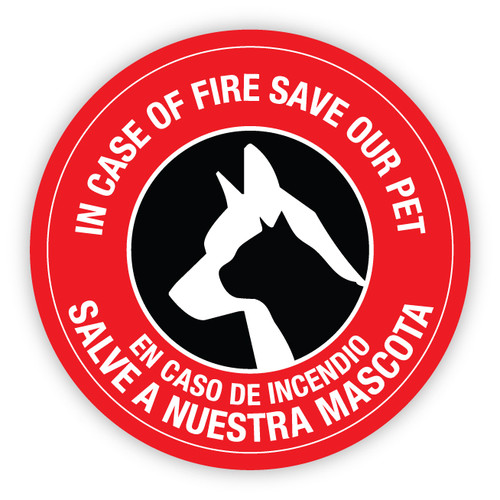 In Case of Fire Save Our Pet (Bilingual) - Circular Label