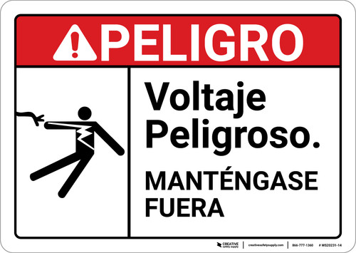 Danger: Hazardous Voltage Spanish ANSI - Wall Sign