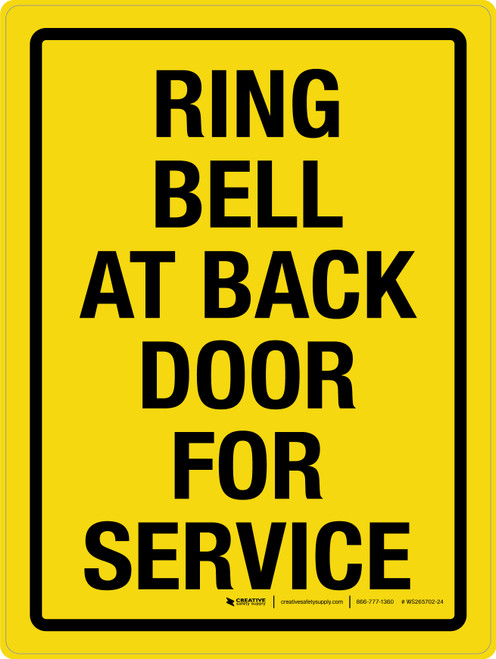 Ring Bell At Back Door For Service Portrait - Wall Sign