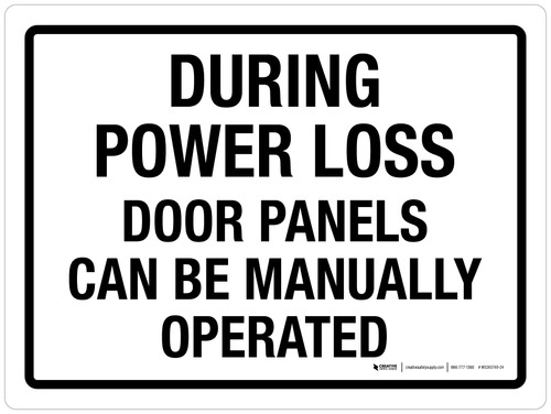During Power Loss Door Panels Can Be Manually Operated Landscape - Wall Sign
