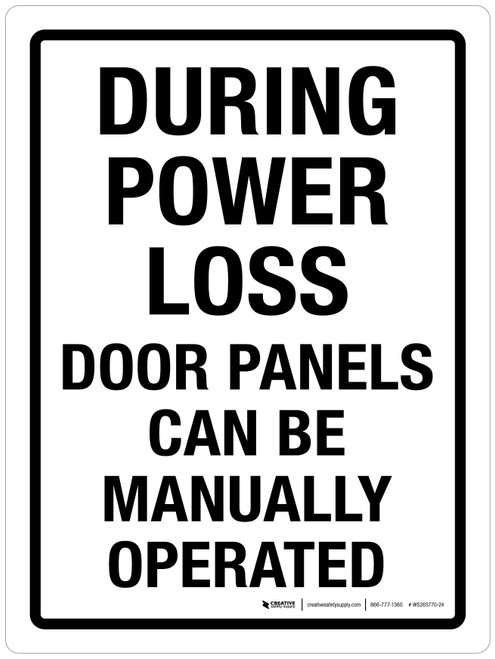 During Power Loss Door Panels Can Be Manually Operated Portrait - Wall Sign