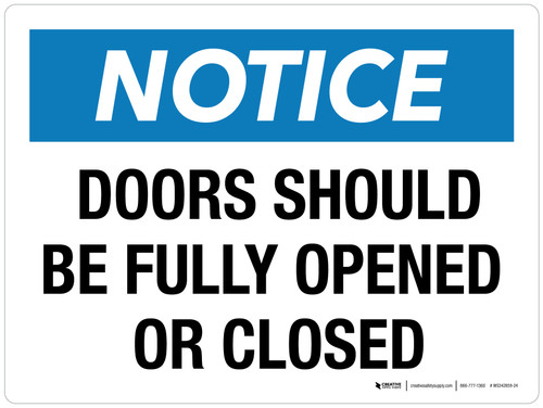 Notice: Doors Should Be Fully Opened Or Closed Landscape - Wall Sign