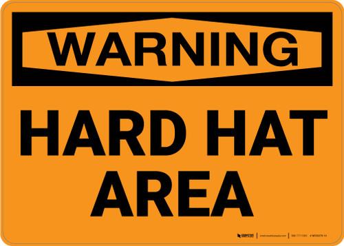 Warning: Hard Hat Area with Graphic - Wall Sign