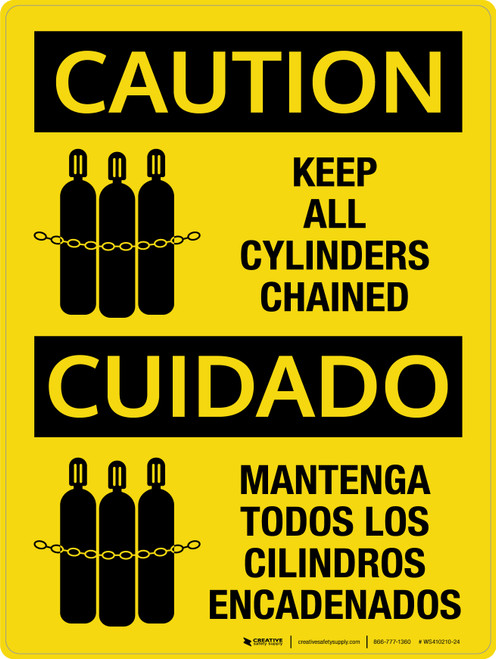 Caution: Keep All Cylinders Chained Bilingual Portrait - Wall Sign