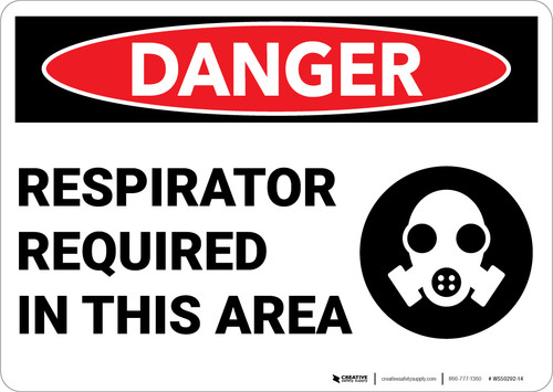 Danger: Respirator Required Area Sign With Icon - Wall Sign