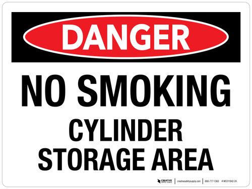 Danger: No Smoking Cylinder Storage Area Landscape - Wall Sign