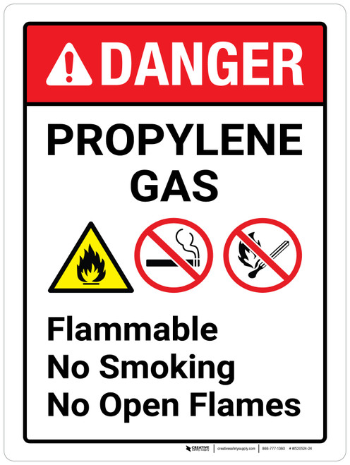 Danger: Propylene Gas Hazards ANSI Portrait - Wall Sign