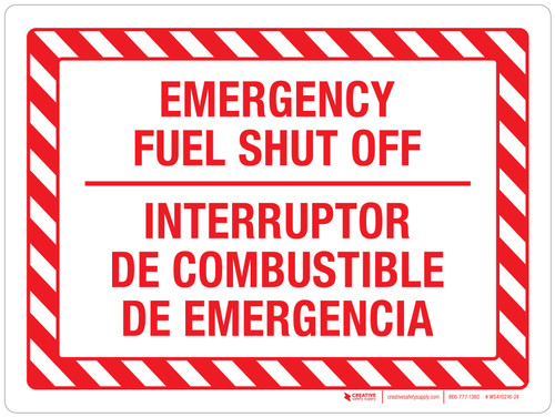Emergency Fuel Shut Off Bilingual Landscape - Wall Sign