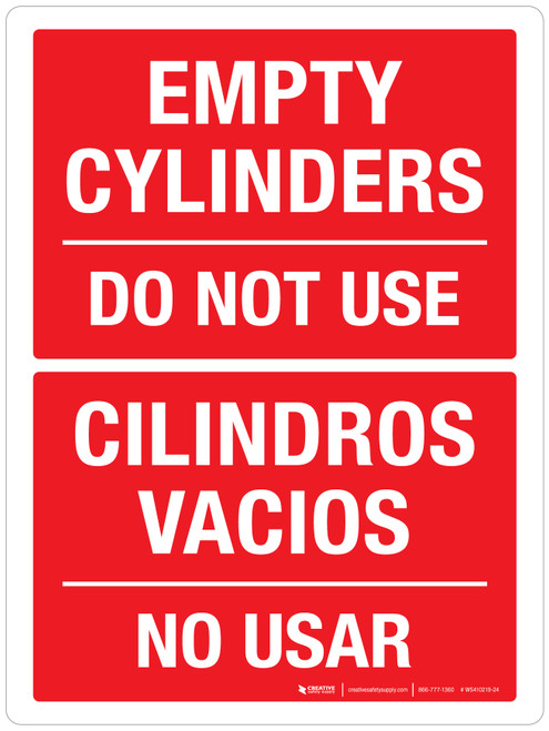 Empty Cylinders Do Not Use Bilingual Portrait - Wall Sign