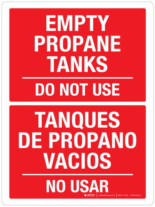 Empty Propane Tanks Do Not Use Bilingual Portrait - Wall Sign