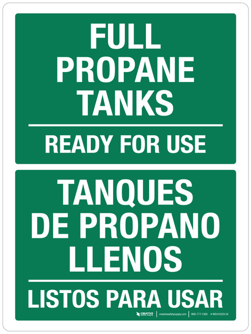 Full Propylene Cylinders Ready For Use Bilingual Portrait - Wall Sign