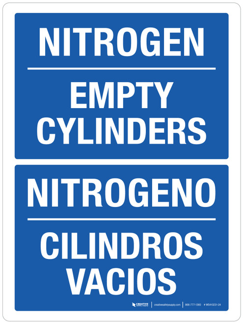 Nitrogen Empty Cylinders Bilingual Portrait - Wall Sign