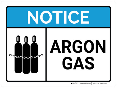 Notice: Argon Gas ANSI Landscape - Wall Sign