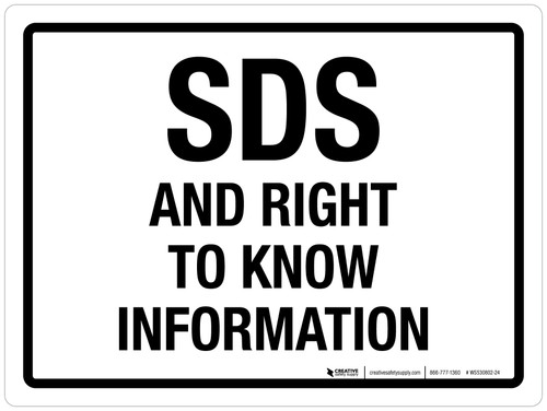 SDS And Right To Know Information Landscape - Wall Sign
