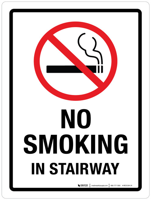 No Smoking In Stairway Portrait - Wall Sign