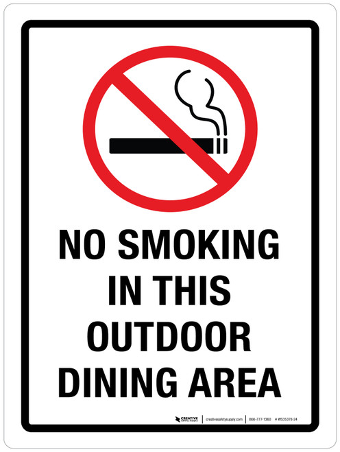 No Smoking In This Outdoor Dining Area Portrait - Wall Sign