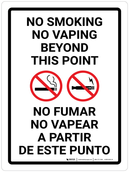 No Smoking No Vaping Beyond This Point Bilingual Portrait - Wall Sign