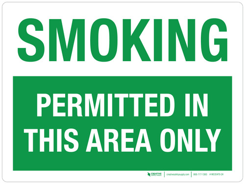 Smoking Permitted In This Area Only Landscape - Wall Sign